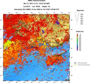 regional depth historical seismicity