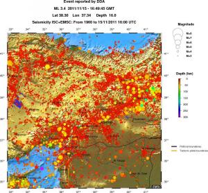 regional depth historical seismicity