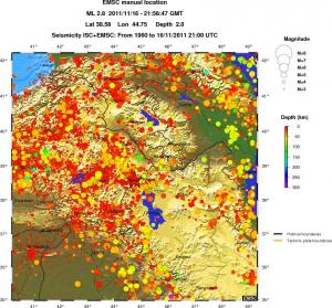 regional depth historical seismicity