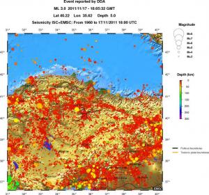 regional depth historical seismicity