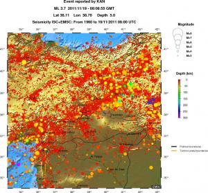 regional depth historical seismicity
