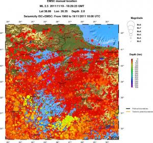 regional depth historical seismicity