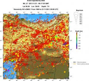 regional depth historical seismicity