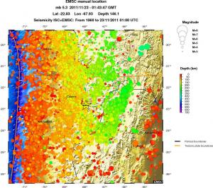 regional depth historical seismicity