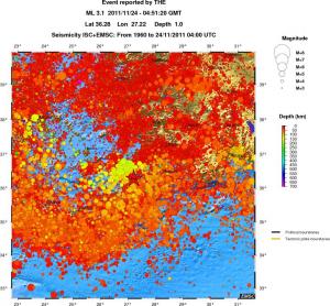regional depth historical seismicity