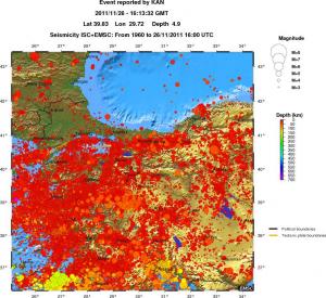 regional depth historical seismicity