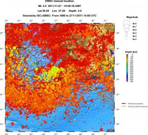 regional depth historical seismicity