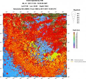 regional depth historical seismicity