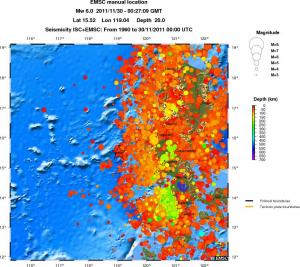 regional depth historical seismicity