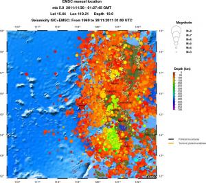 regional depth historical seismicity