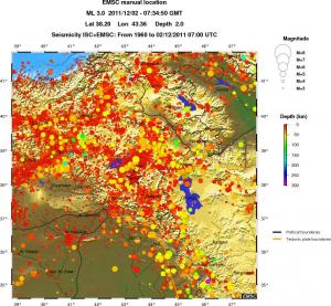 regional depth historical seismicity