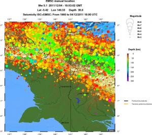 regional depth historical seismicity