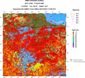 regional depth historical seismicity