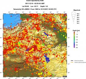 regional depth historical seismicity