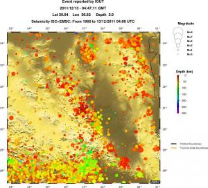 regional depth historical seismicity