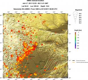 regional depth historical seismicity