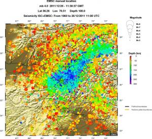regional depth historical seismicity