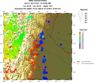 regional depth historical seismicity