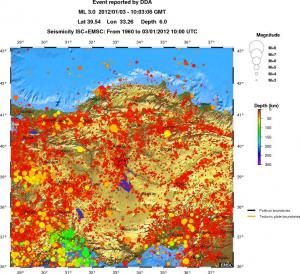 regional depth historical seismicity