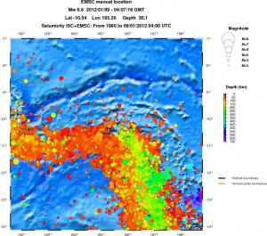 regional depth historical seismicity