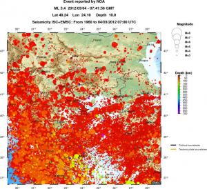 regional depth historical seismicity