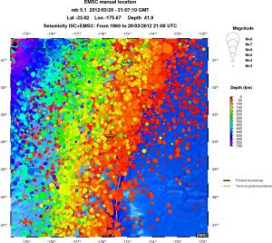 regional depth historical seismicity