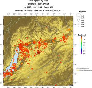 regional depth historical seismicity