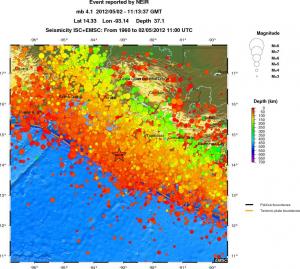 regional depth historical seismicity