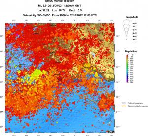 regional depth historical seismicity