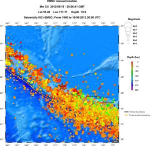 regional depth historical seismicity