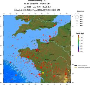 regional depth historical seismicity