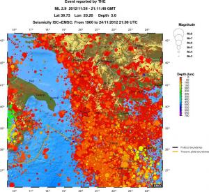 regional depth historical seismicity
