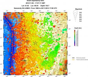 regional depth historical seismicity