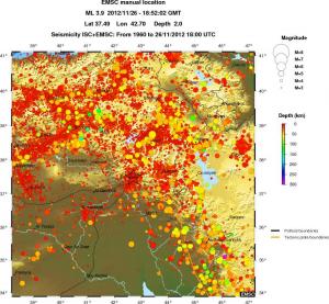 regional depth historical seismicity