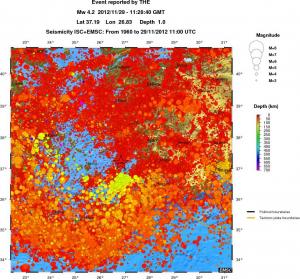 regional depth historical seismicity