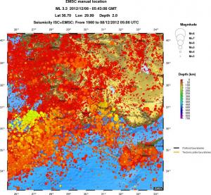 regional depth historical seismicity