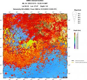 regional depth historical seismicity