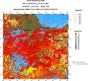 regional depth historical seismicity