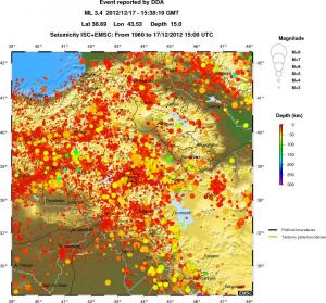 regional depth historical seismicity