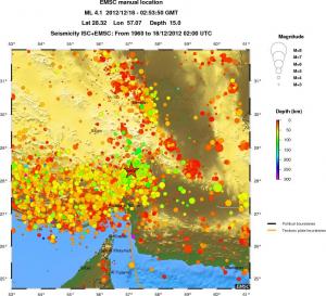 regional depth historical seismicity