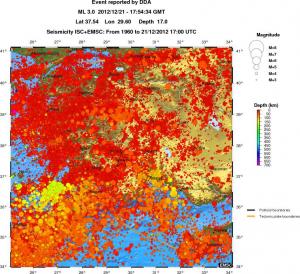 regional depth historical seismicity