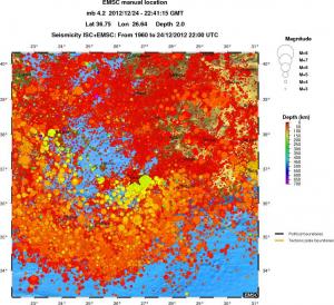 regional depth historical seismicity
