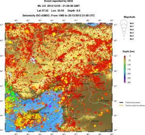 regional depth historical seismicity