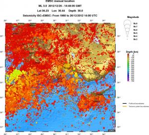 regional depth historical seismicity
