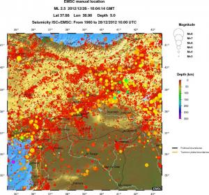 regional depth historical seismicity