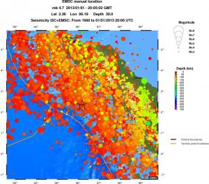 regional depth historical seismicity