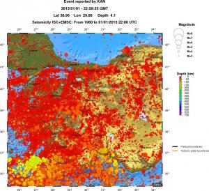 regional depth historical seismicity