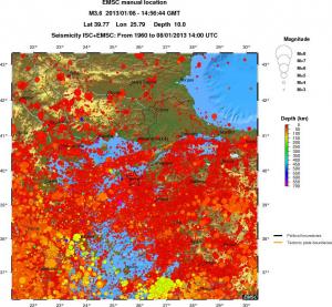 regional depth historical seismicity