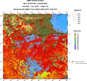 regional depth historical seismicity