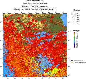 regional depth historical seismicity
